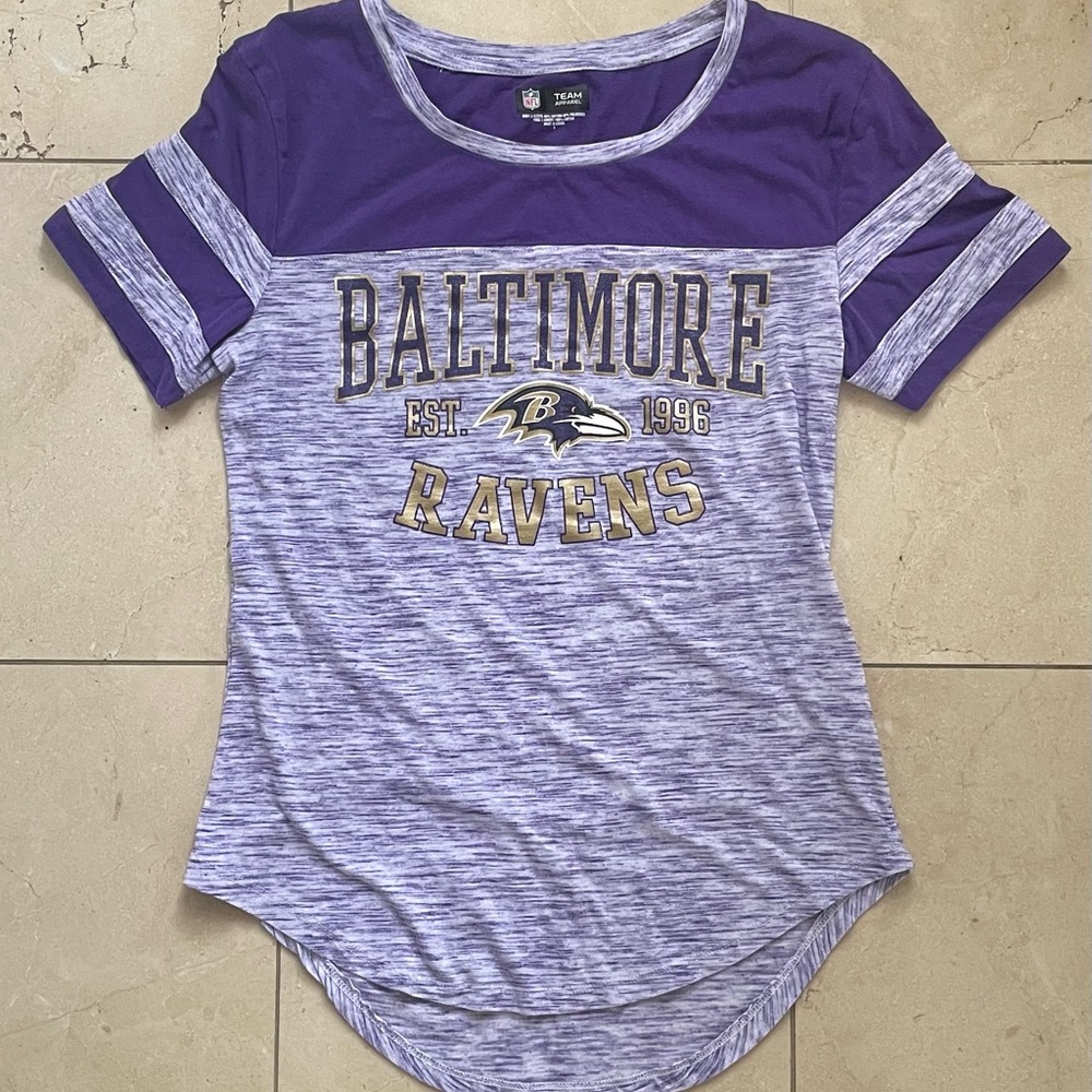 NFL Team Apparel Purple and heather Gray Baltimore Ravens Shirt